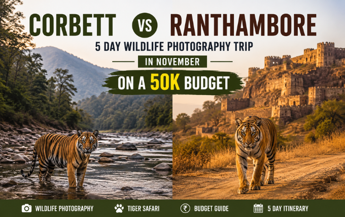 compare corbett and ranthambore for a 5 day wildlife photography trip in november on a 50k budget